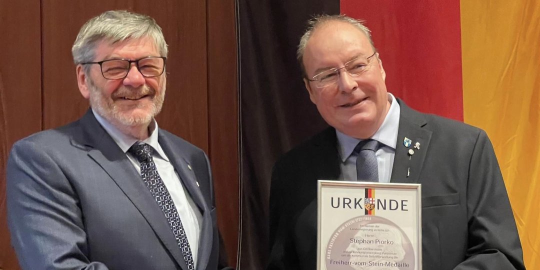 Strphan Piorko und Martin Wannemacher erhalten die "Freiherr vom Stein-Medaille"